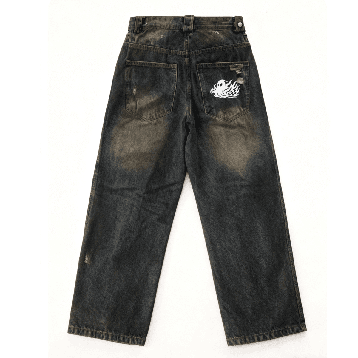 SP00K3Y RACING Baggy Fit Straight-Leg Washed Jeans