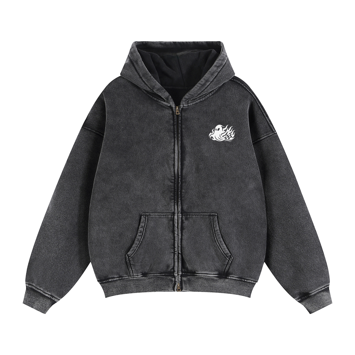 Sp00k3y Zip Up Boxy Fleece Hoodie