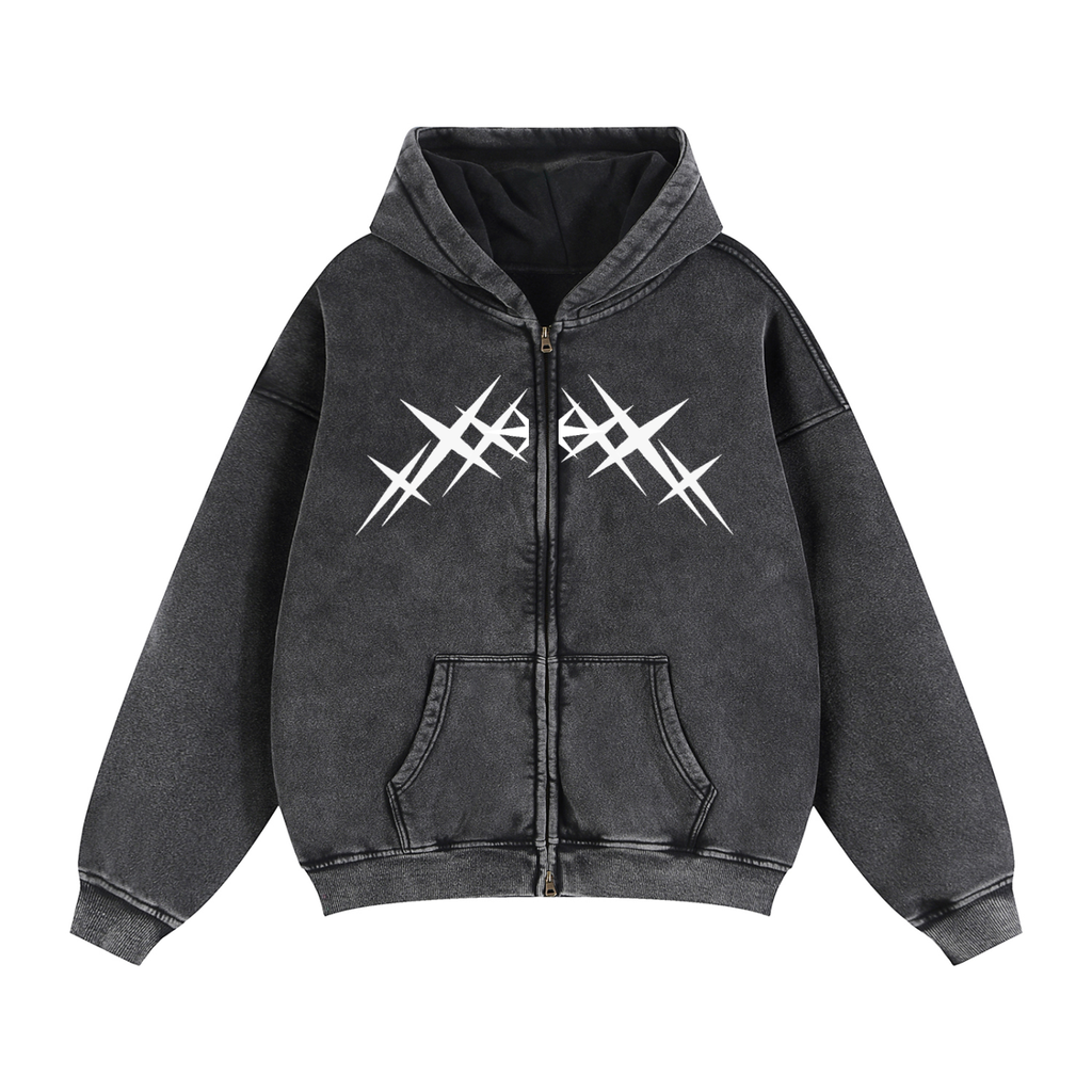 Zip-Through Boxy Fleece Hoodie